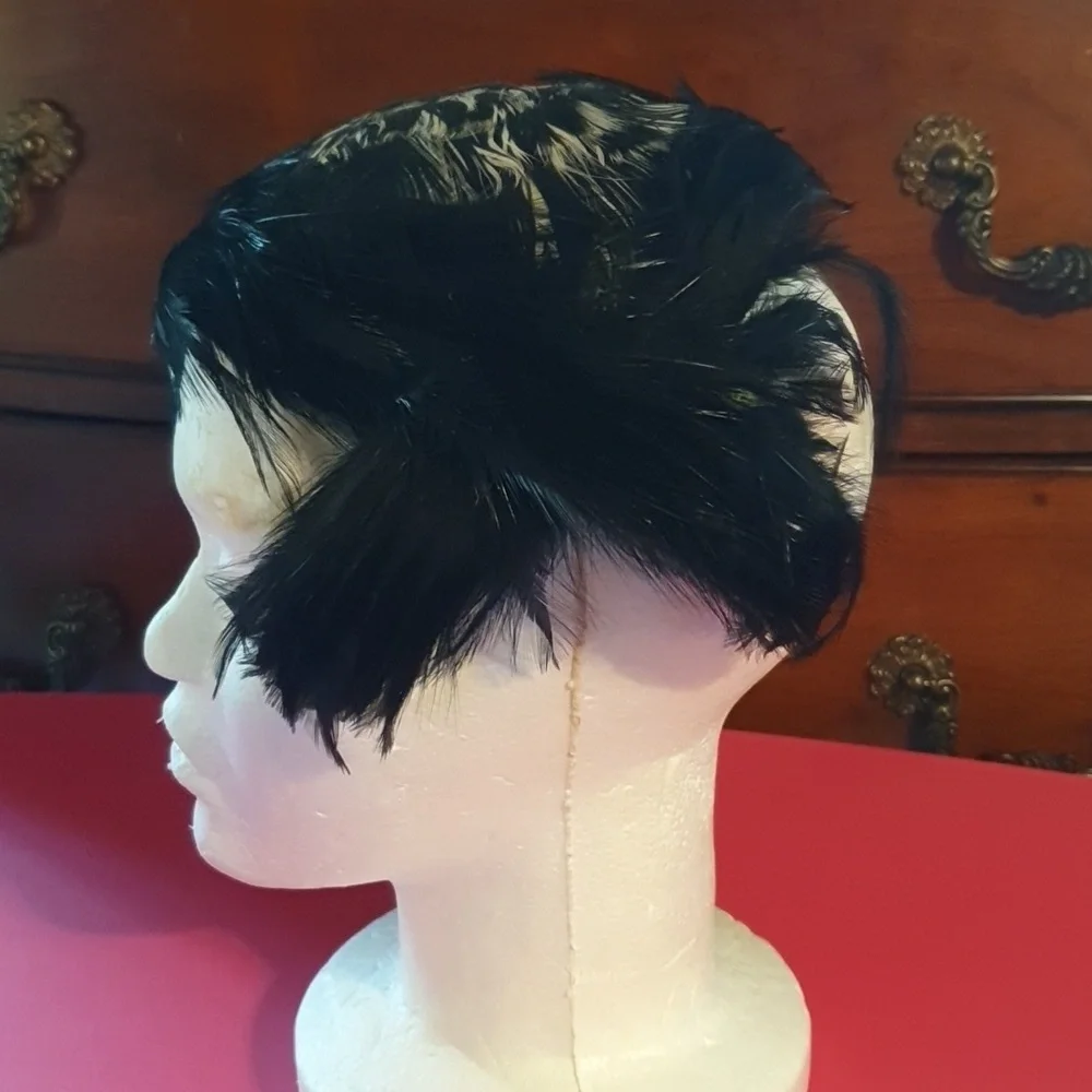 Vintage Black Feather Headband - Picture 4 of 5